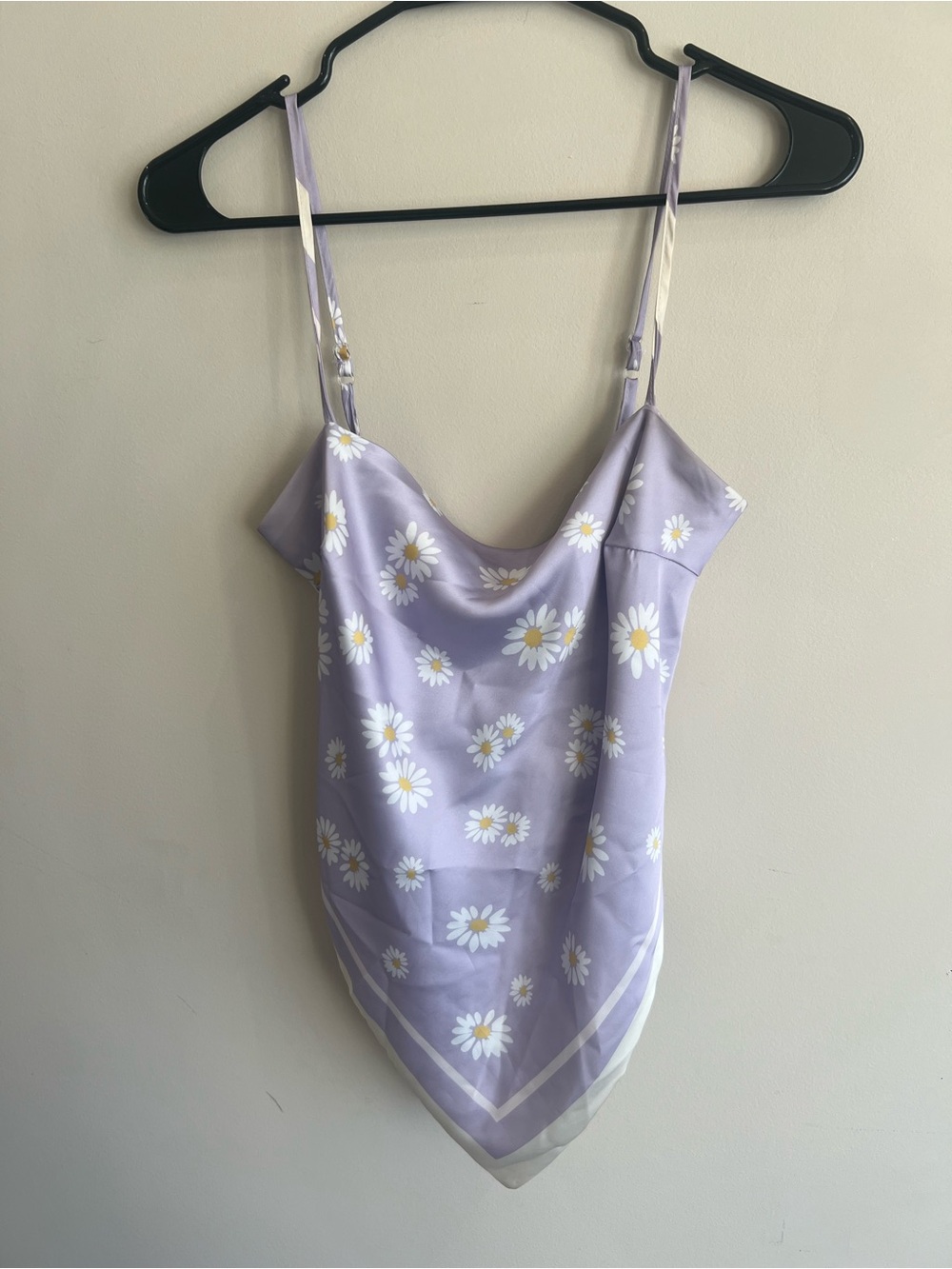 Pale Purple Floral Tie Up Tank Top